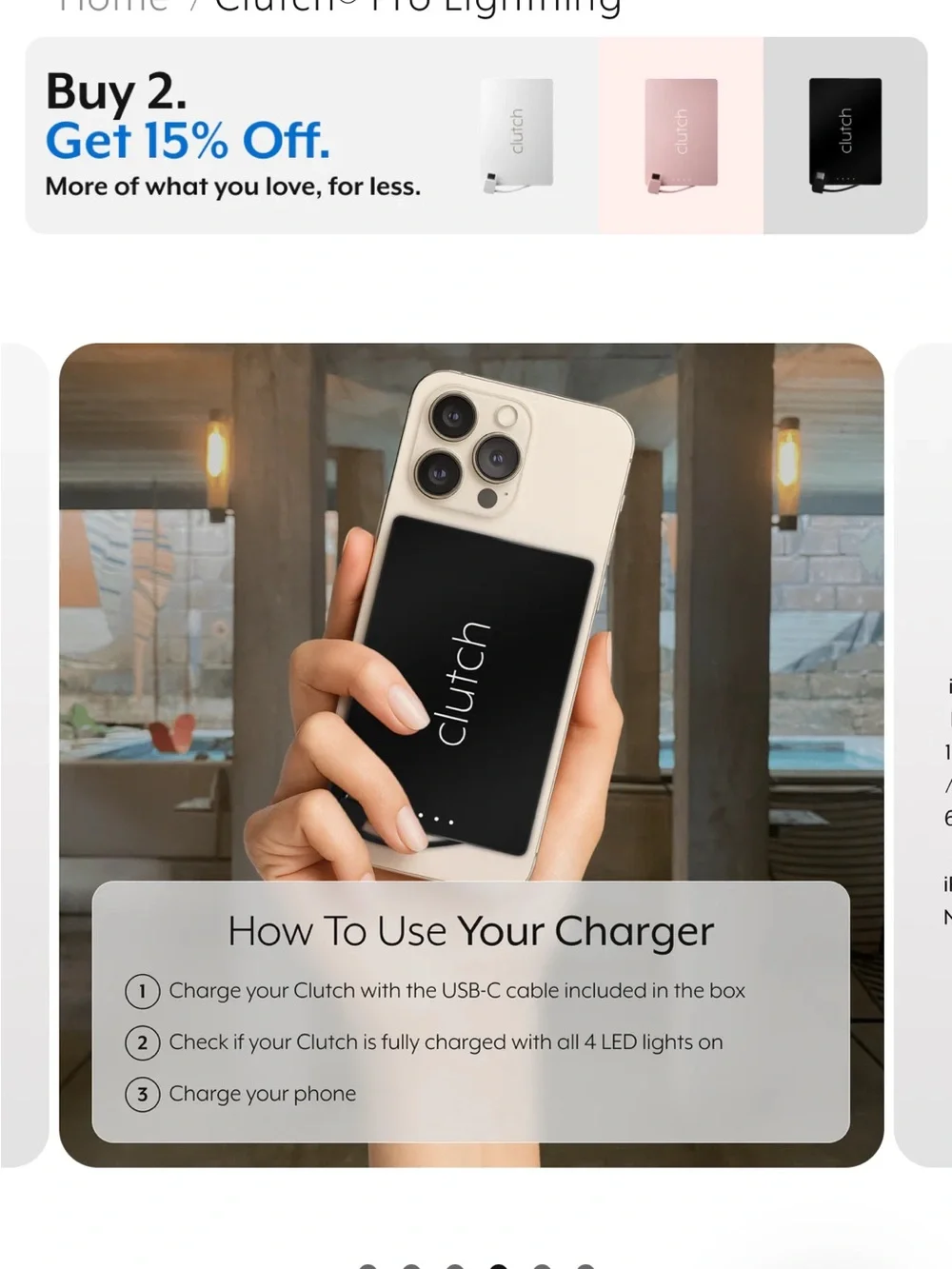 Portable Power Bank Charger lightning cable - Black